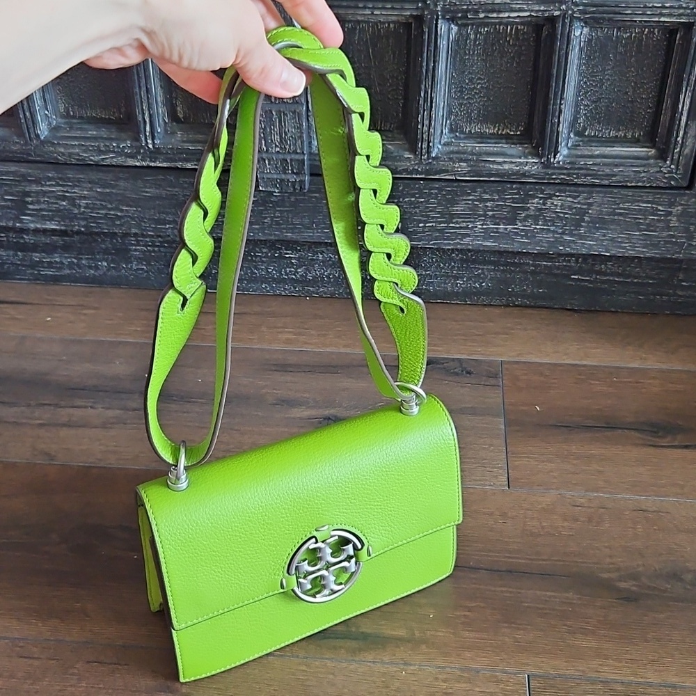 Tory Burch Small Miller Flap Shoulder Bag Wheat Grass Like New + NEW TB Dustbag - Picture 11 of 15